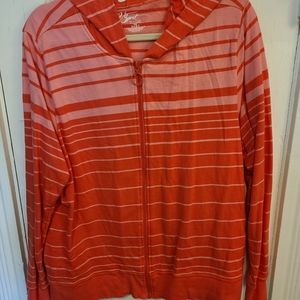 Red & pink stripe zip up hoodie